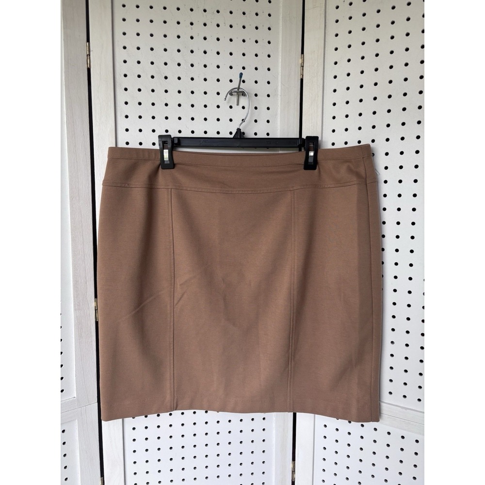 Ellen Tracy XXL Pull On Poly Rayon Stretch Skirt Classic Career Camel Brown